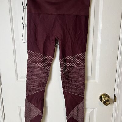 Spanx Look At Me Now Seamless Moto Leggings Size L Burgundy Red Active Slimming