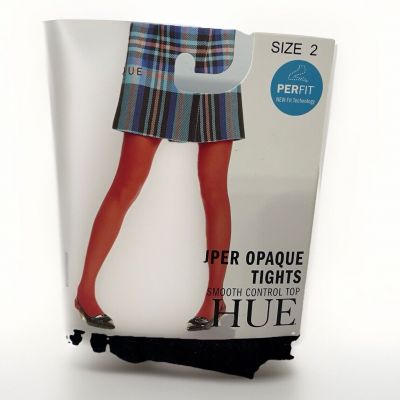 Hue Women's Super Opaque Control Top Tights Size 2 90 DEN Black