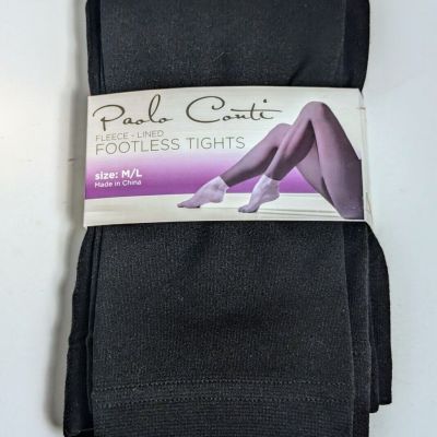 *NEW* PAOLA CONTI Fleece Lined Footed Black M-L Tights - 1 Pair