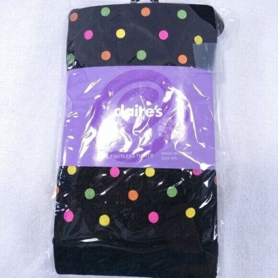 Black Footless Tights With Neon Polka Dots Size M/L