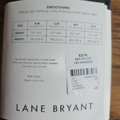 Lane Bryant Women's Control Top Smoothing Tights Black Diamond Dot size A/B
