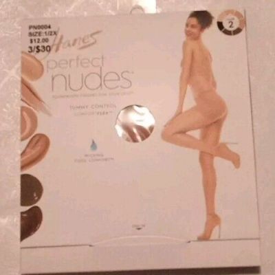 ? NEW Hanes PN0004 Perfect Nudes Tummy Control Pantyhose 1/2X Nude 2 $8.00