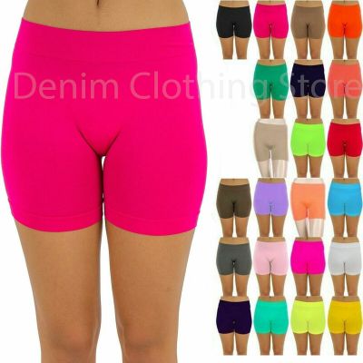 Women's Basic Seamless Soft Yoga Bike Mini Short Pants Spandex Leggings One Size