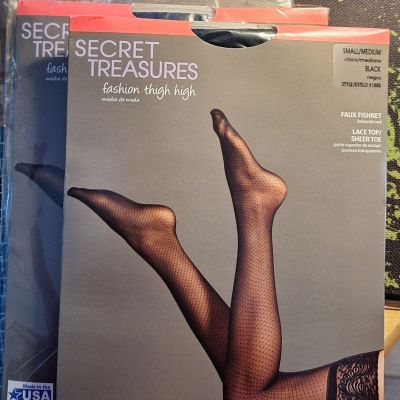 Secret Treasures Thigh High Faux Fishnet Lace Sheer Small/M stockings pantyhose