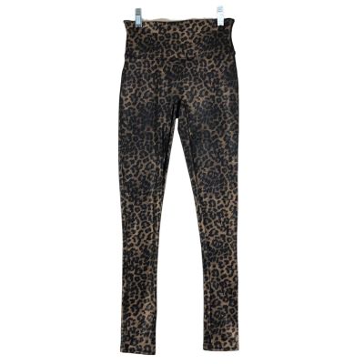 Spanx Womens Size S Leggings Faux Leather Animal Print Ankle Pants Stretch Brown