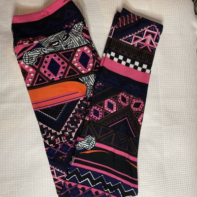 New Woman’s LuLaRoe Hot Pink Orange Black White Brown Mummy Pattern Leggings OS