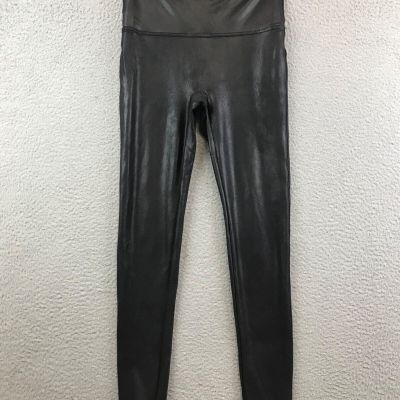 SPANX Shiny Black Faux Leather High-Waisted Leggings size M