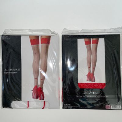 ADULT WHITE THIGH HIGH WITH RED BACK SEAM ANKLE BOW HOSIERY COSTUME UA1013