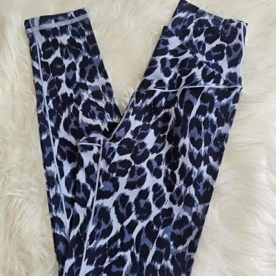 Aerie OFFLINE Real Me Leggings Crossover High Waist Size Small Blue Leopard