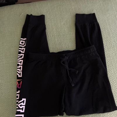 Woman Legging Pink Victoria Secret Sz M Black Excellent Condition