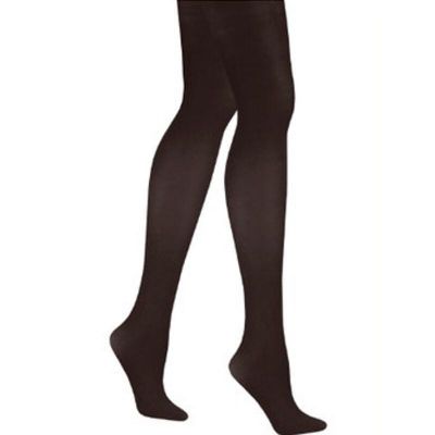 HANES Ladies Solid Black Matte Opaque Control Top Tights, Size Medium