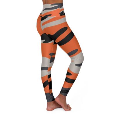 Orange Camo Yoga Leggings, Workout Leggings, Athletic Pants, Fitness Leggings,