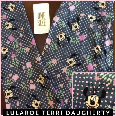 LLR One Size Disney Leggings Minnie Mouse Polka Dots with Flowers