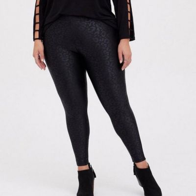 Torrid Plus Size 2X Embossed Leopard Print Platinum Leggings