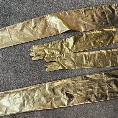 Womens  Gold Metallic Sexy Shiny Halloween Costume Small gloves, boots Sleeves