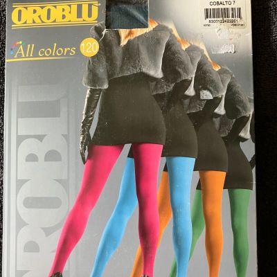 Oroblu All Colors 120 denier Opaque tights L / XL Teal Blue Italy