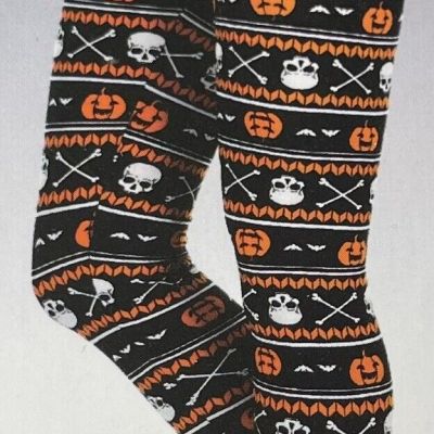 Halloween Printed Leggings Pumpkins Skulls Bats Adult Medium