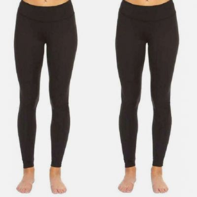 Felina Women's 2 Pack Black Wide Waistband Sueded Lightweight Leggings Size MED