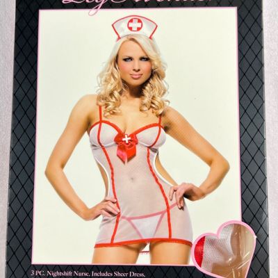 New Leg Avenue 3 PC. Nightshift Nurse Includes Sheer Dress Halloween Party Rave