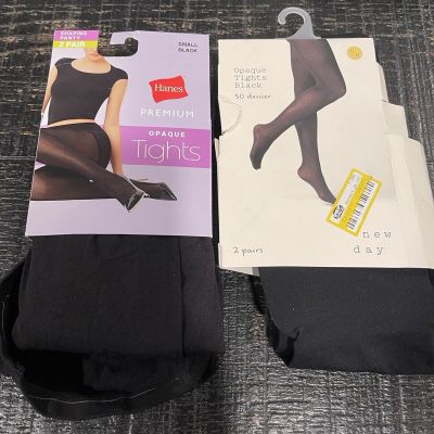 Hanes & A New Day Opaque Tights Black 3 Pairs Size S