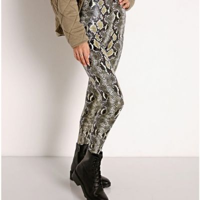 Commando Faux Leather Olive Snake Leggings S 4-way stretch Smooths & Firms $118