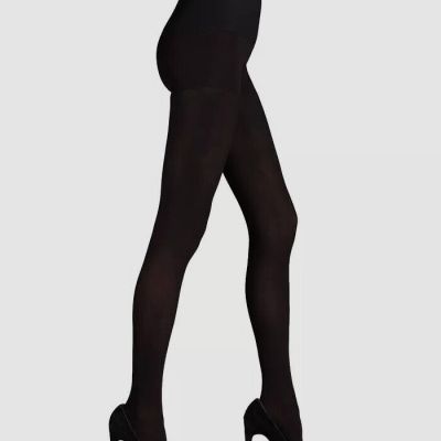 $40 Commando Women Black Solid Ultimate Opaque Control Top Tights Size Small