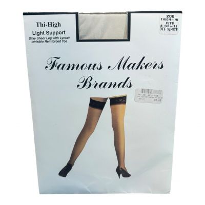 Vintage Lace Top Thigh High Stockings One Size Off White Famous Makers Brands