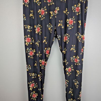 No Comment Plus NY-LA Black Floral Ankle Leggings Size 2XL Women's Activewear