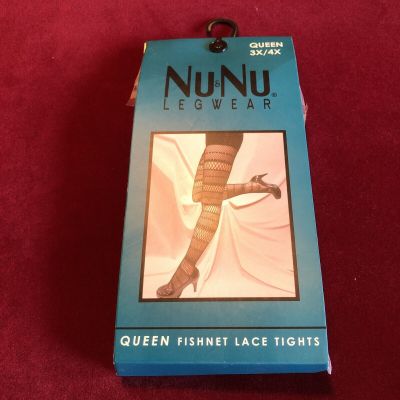 1 NEW pair Black NuNu Legwear Fishnet Stockings Lace tights Women Queen Sz 3x/4x