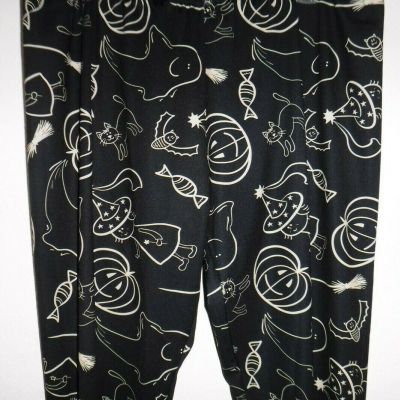 CowCow Women's 3XL black pumpkin print Halloween leggings