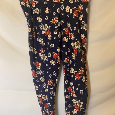 New Torrid Navy Floral Leggings Pants Size 0 0X Stretch Ankle XL