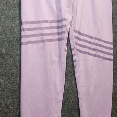 T383 PURPLE STRETCH SMALL STRIPED ELASTIC WAIST S YOGA WORKOUT ACTIVE LEGGINGS