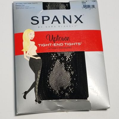 Spanx Uptown Tight-End Tights Size A Black Fishnet Flair Bodyshaping NWT