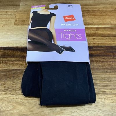 ? New ?Hanes ?Premium ?Opaque Tights ?Womens ?2pk ?Small ?Black