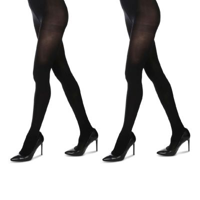 Women's Opaque Control Top Tights 2 Pack Microfiber Perfect Fit