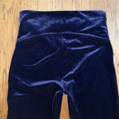 Spanx Midnight Blue Velvet Velour Pull On Stretch Support Leggings Womens M