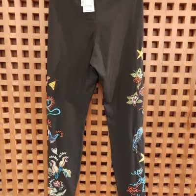 Johnny Was Zoe Leggings Legging Black Pant Embroidery XS Embroidery NWT