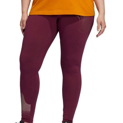 adidas Womens Plus Size Holiday Graphic Leggings Size:1X Color:Victory Crimson