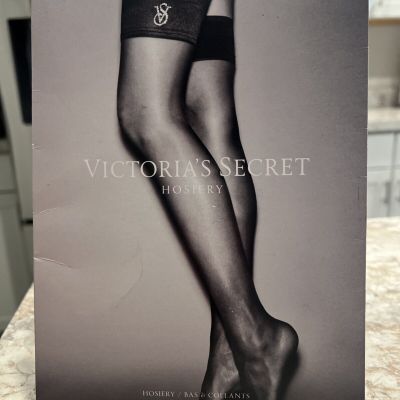 Victoria's Secret VERY SEXY Crystal Stockings Thigh Highs Noir Navy VS XS