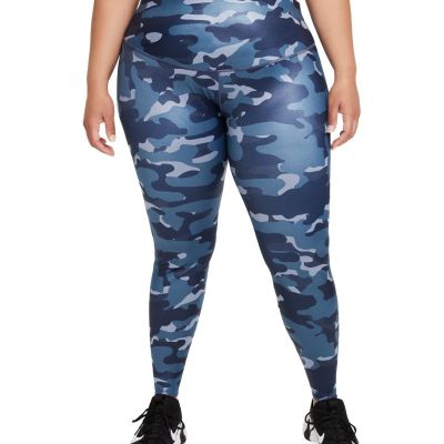 MSRP $70 Nike Dri-fit One Plus Size Mid-Rise Camo-Print Leggings Blue Size 1X