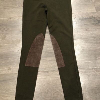 Polo Ralph Lauren Green XS Leather Patch Equestrian Style Leggings (D33)