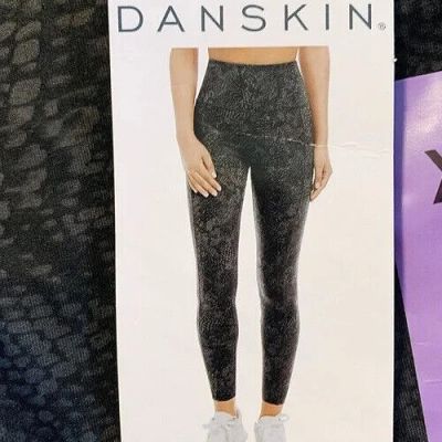 NWT Danskin Women Bonded 7/8ths High Rise Leggings Black Snake Swirl Size XL