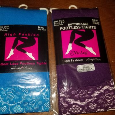 Two Pack High Fashion By Cathy Rose Lace Bottom Footless Tights