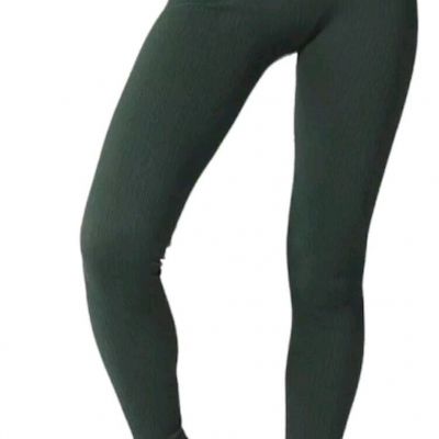 NUX Green Ribbed Leggings Workout Athleisure Size Medium