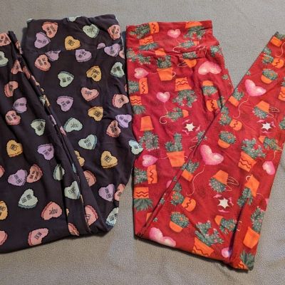 Lularoe TC Leggings Lot Of 2 Valentine