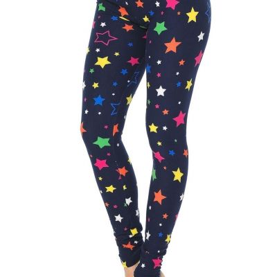 82/Plus Size Womens Buttery Soft Colorful Stars Leggings