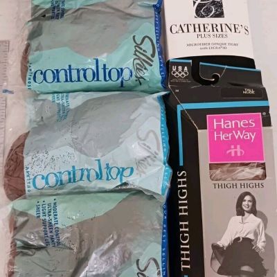 Lot of 5 Pantyhose - Silkies, Hanes Her Way, Catherines - XLT