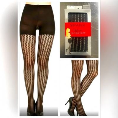 SPANX Uptown Tuxedo Stripe Body-Shaping Tight- End Tights Size E -NWT