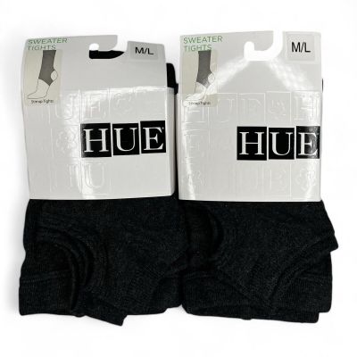 Hue Sweater Stirrup Tights M/L Black 2 Pair