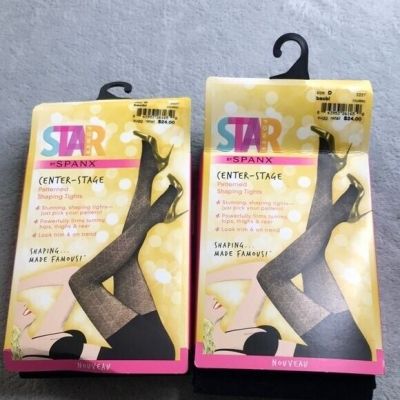 2 Pairs of Center Stage By Spanx Patterned Shaping Tights Size XL